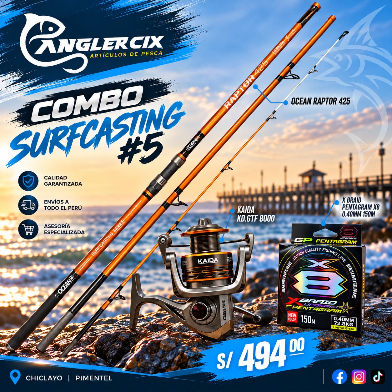 COMBO OCEAN RAPTOR 425 / 120 - 250 G + KAIDA KD-GTF 8000